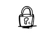 padlock Doodle art illustration with black and white style.