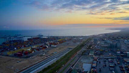 Sticker - Awesome Sunset at the Tema port in Ghana Africa