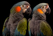 Two Parrots, One Looking Away. Generative AI