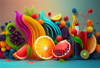 Web banner fruit and vegetable still life