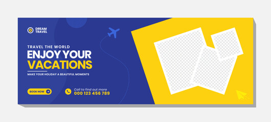 travel agency social media cover and and banner template abstract social media post web banner template