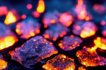 Wall Mural - red-hot smoldering surface of coals in the barbeque grill., created with generative ai