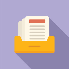 Poster - Report folder icon flat vector. Document data. Laptop page