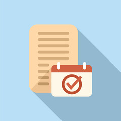 Poster - Calendar report icon flat vector. Document data. Chart graphic