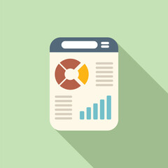 Poster - Web chart icon flat vector. Business report. Data graph