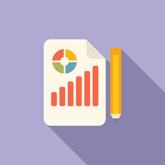 Poster - Business report icon flat vector. Computer data. Page online