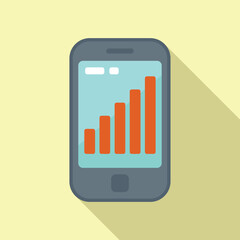 Poster - Smartphone data icon flat vector. Business report. Chart graph