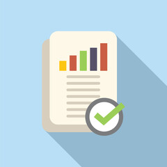 Poster - Paper report icon flat vector. Document data. Finance file