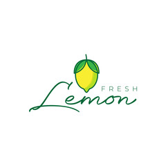 Wall Mural - fruit fresh lemon yellow acid food feminine abstract logo design vector