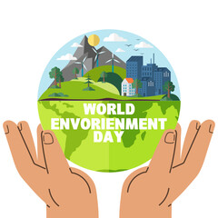 Wall Mural - save planet. hands holding globe, earth. earth day concept for poster. globe with green plant sprout