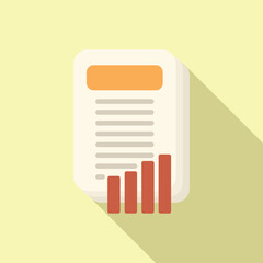 Poster - Online list report icon flat vector. Business computer. Data chart