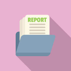 Poster - Report data folder icon flat vector. Business document. Chart information