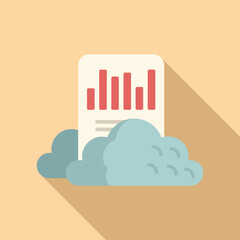 Canvas Print - Cloud business report icon flat vector. Document data. Chart finance