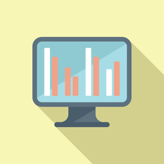 Poster - Computer chart icon flat vector. Business report. Page list