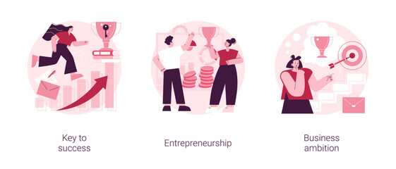 Poster - business success abstract concept vector illustration set. key to success, entrepreneurship, busines