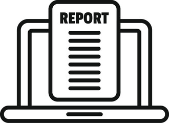 Poster - Laptop report icon outline vector. Business document. Data chart