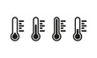 Thermometer set icon. four thermometers with different temperatures. Celsius, cold, heat, body temperature, room temperature. Health care concept. Vector line icon for Business and Advertising