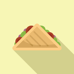 Sticker - Home sandwich icon flat vector. Lunch food. Bag tray