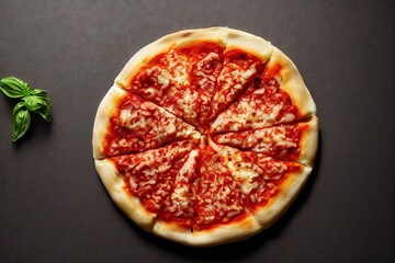 Sticker - Round pizza with thick filling of tomatoes sprinkled with cheese., created with generative ai