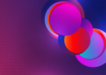 Poster - Colorful overlapping circles, modern abstract composition with shadows and text. Geometric background.