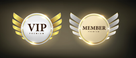 Wall Mural - Button set web glossy VIP Gold