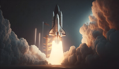 Wall Mural - spaceship flying above the clouds-AI Generative 