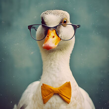 Cute Goose Funny Portrait, Hipster Style, Generative AI