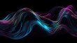 Abstract fluid 3d render holographic iridescent neon curved wave in motion dark background. Generative AI.