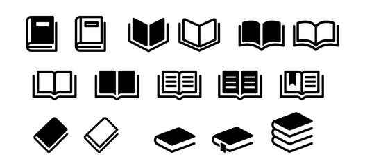 book icon set education study reading learning language skill sign symbol line pictogram vector illu