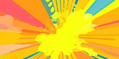 Bright yellow retro pop art background. Generative ai.