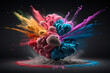 Colorful powder technology splash, spring season, Generative AI