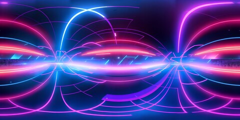 Fototapete - Photo of a digital art piece featuring colorful neon lights in a futuristic cityscape