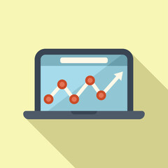 Poster - laptop data chart icon flat vector. business research. study report