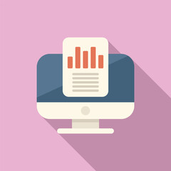 Poster - pc market data icon flat vector. business research. study report