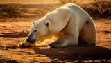 Fototapeta  - oso en el desierto calentamiento global IA generativa
