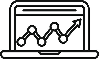 Poster - Laptop data chart icon outline vector. Business research. Study report