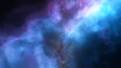 Nebula gas cloud in deep outer space, science fiction illustration, colorful space background with stars 3d render

