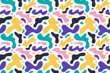 Poster - Abstract Seamless Pattern with Colorful Doodle Stains. Vector Carnival Background
