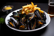 Moules-frites - Belgium - Mussels, French fries, shallots, white wine, butter, parsley (Generative AI)