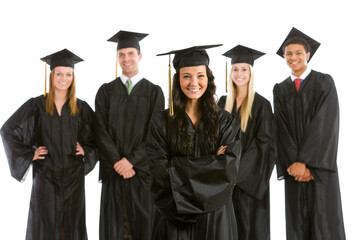 Wall Mural - Graduation: Pretty Female Graduate with Others Behind