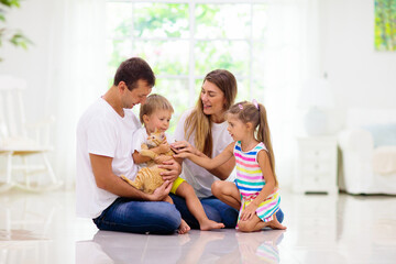 Happy family with kids at home