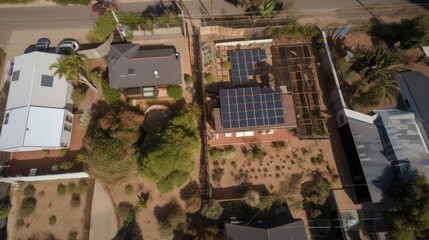 Poster - Drone Point View of Solar and Thermal Panels, generative ai