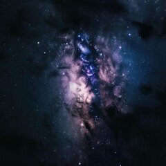 Wall Mural - Space background, nebula with stars, galaxy art illustration, AI