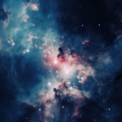 Wall Mural - Space background, nebula with stars, galaxy art illustration, AI