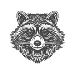 Poster - Hand drawn Racoon Head illustration. Vintage woodcut engraving style vector illustration.	