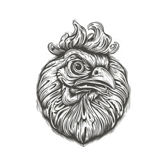 Wall Mural - Hand drawn stylized Rooster illustration. Vintage woodcut engraving style vector illustration.	