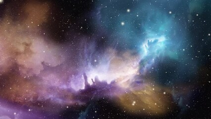 Wall Mural - A distant glowing space nebula with new stars being formed. 