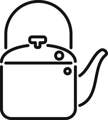Poster - camp kettle icon outline vector. travel hiking. fire accessories