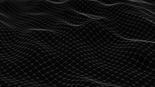 Flowing Smooth Plexus Terrain Waves Background. Grid, Mesh Of Dots And Lines. Big Data Connection. Seamless Loop Animation