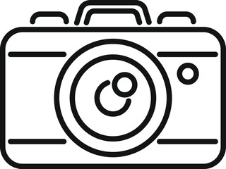 Poster - hike camera icon outline vector. travel equipment. trip vacation